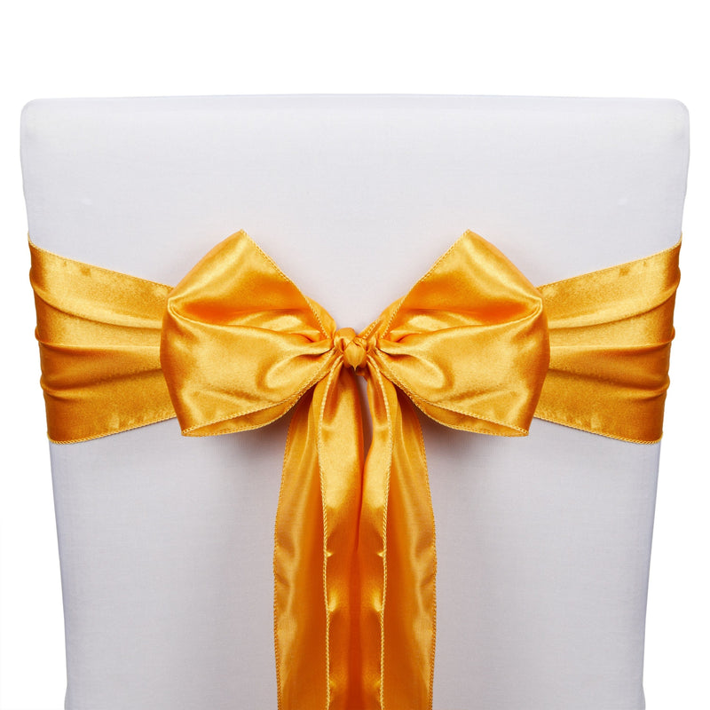 12 Pack Gold Chair Sashes for Wedding Reception, Baby Shower, Birthday Party (7 x 108 In)