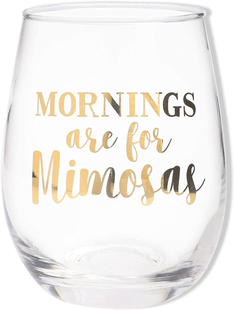Mornings Are for Mimosas Stemless Wine Glass (16 oz, 2 Pack)