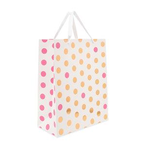 Extra Large Gift Bags for Birthday Party, Girl Baby Shower, Pink Polka Dots (6 Pack)