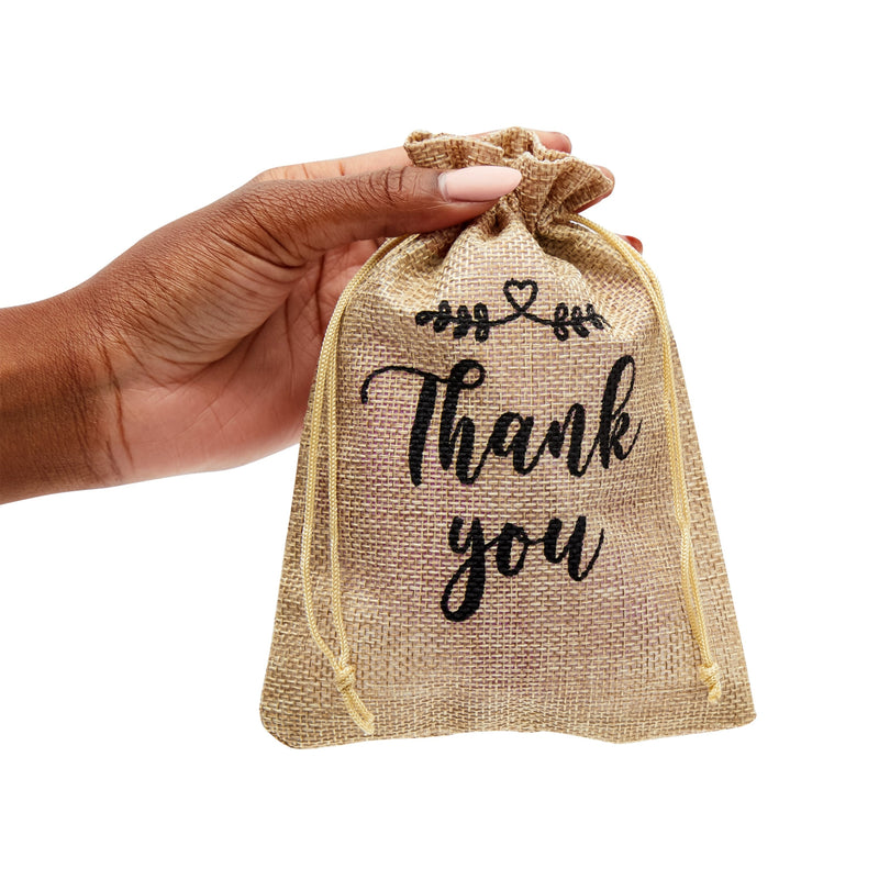 30 Pack Small Burlap Bags with Drawstring for Wedding Favors, Jewelry, Thank You Gift Bag (5x7 In)