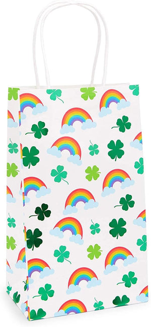 St. Patrick's Party Favor Gift Bags, 4 Designs (9 x 5.3 x 3.15 In, 24 Pack)