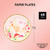 Fairy Tea Party Paper Plates for Girls Floral Birthday Supplies (7 In, 48 Pack)