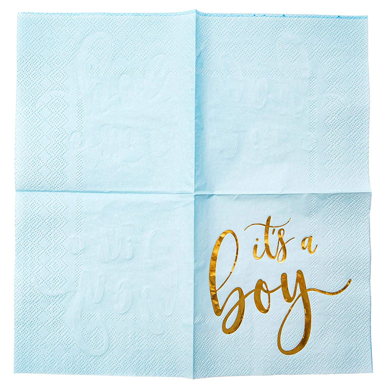 It’s a Boy Baby Shower Party Supplies, Cocktail Napkins (5 x 5 In, Blue, 50-Pack)