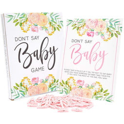 Baby Shower Games, Don’t Say Baby (Pink, 8 x 10 in, 61 Pieces)