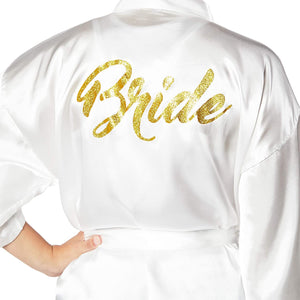 Sparkle and Bash White Satin Kimono Robes for Bride, Bachelorette Party Gifts (XL)