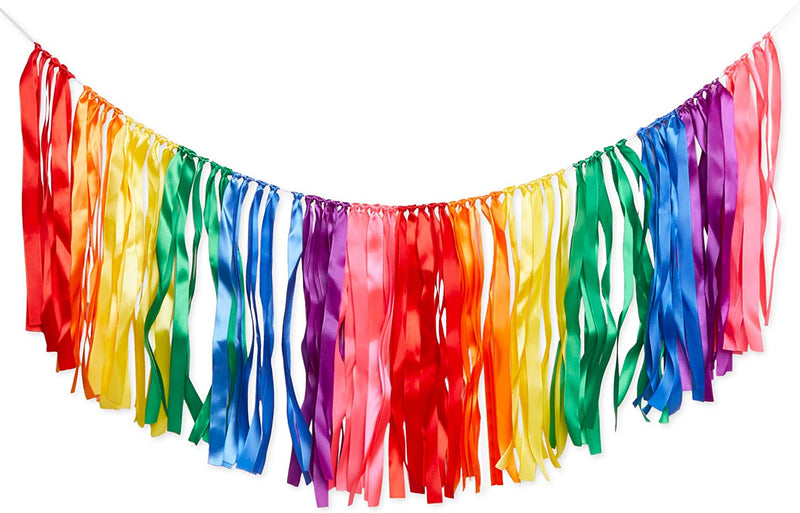 Sparkle and Bash Rainbow Colorful Tassels Garland Party Banner Decorations (14 x 118 Inches)
