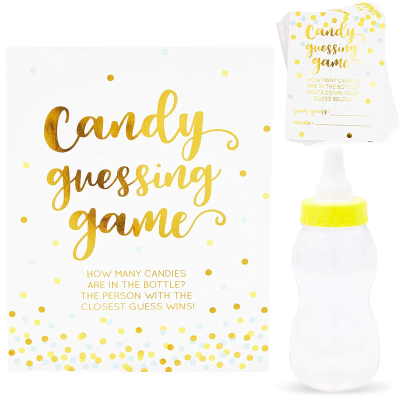 Candy Bottle Guessing Game for Baby Showers (11 in., Gold, 38 Pieces)