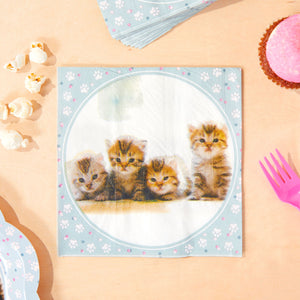 Kitten Paper Napkins for Kitty Cat Birthday Party Supplies (6.5x6.5 In, 100 Pack)