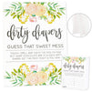 Dirty Diaper Game Baby Shower Fun, Easy Guessing Game Cards (Floral, 60 Pack)