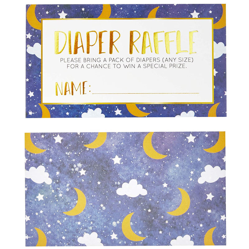 Sparkle and Bash Diaper Raffle Tickets for Baby Shower (60 Count) Moon and Stars