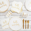 Hello Sweet Baby Scalloped Paper Napkins for Baby Showers (6.3 In, 50 Pack)
