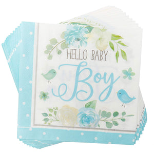 Sparkle and Bash Hello Baby Boy Bird Themed Baby Shower Decorations (24 Guests, 194 Pieces)
