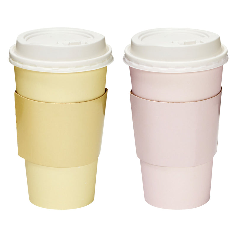 48-Pack 16 oz To Go Coffee Cups with Lids and Sleeves for Baby Shower and Birthday Party Supplies, Home, Restaurant, Cafe, or Store Use (Insulated, Disposable, 4 Pastel Colors)