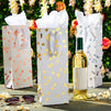 12-Pack Wine Gift Bags with Ribbon Handles and Tissue Paper for Wine Bottles, Liquor, Champagne, Sparkling Cider, Elegant Polka Dot Foil Designs (3 Colors, 13.8x5x4 in)