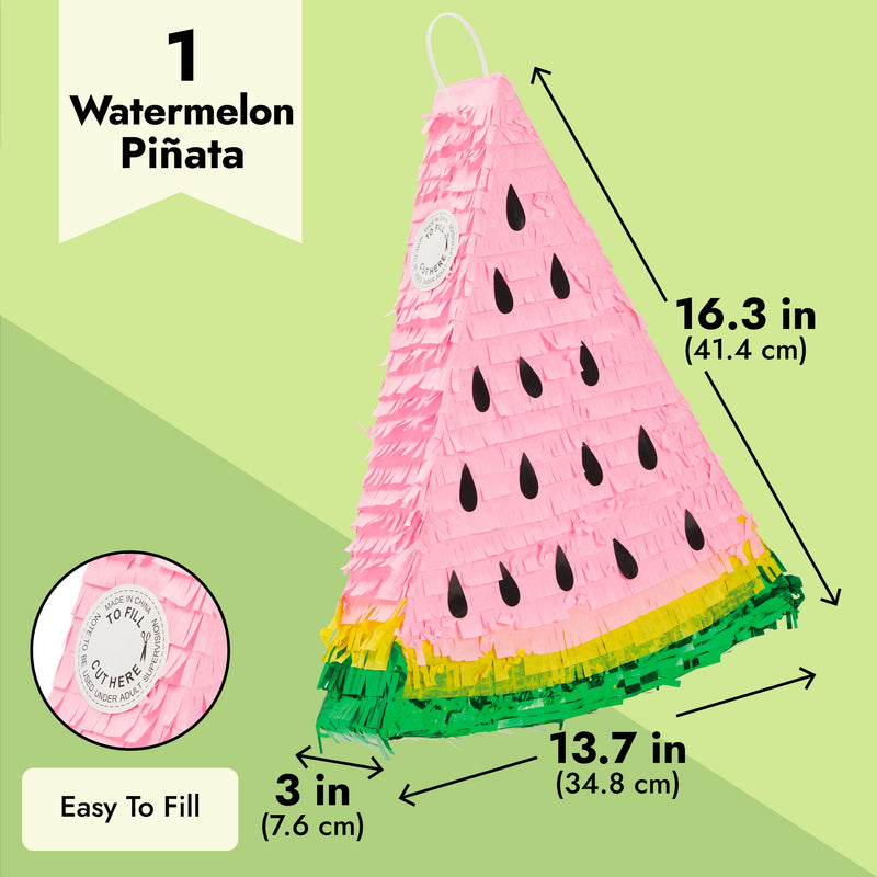 Watermelon Pinata for Kids Birthday, One in a Melon Party Decorations for Summer (Small, 13.7 x 3 x 16.3 In)