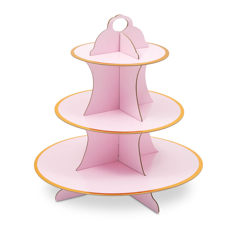 Pink 3-Tiered Cupcake Holders for Girl Baby Showers, Birthday Party (3 pack)