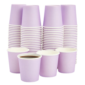 100 Pack Disposable Mini Paper Cups for Espresso, Mouthwash, Tea, Coffee (4oz, Purple)