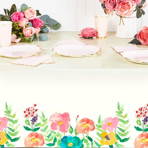 Watercolor Floral Tablecloth for Wedding Decorations (54 x 108 in, 3 Pack)