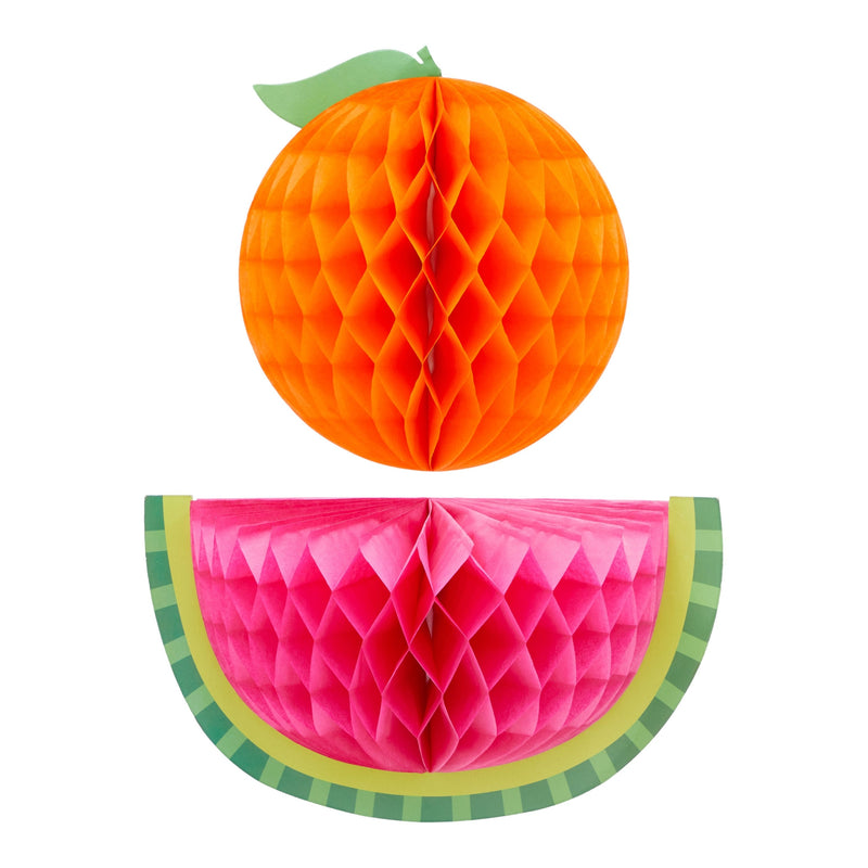 Honeycomb Fruit Party Decorations for Twotti Fruity 2nd Birthday, Tropical Summer Luau (12 Pieces)