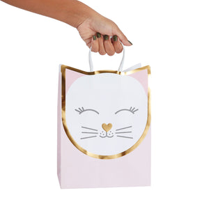 15 Pack Cat Gift Bags for Birthday Party Favors w/ 20 Sheets of Tissue Paper, 8 x 10 x 4.7 in