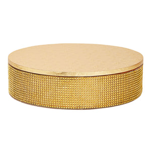 2 Piece Gold Wedding Cake Stand with Rhinestones and 16 Inch Cake Drum for Birthday and Banquets