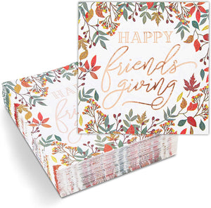 Thanksgiving Paper Napkins for Friendsgiving Party (5 x 5 In, 50 Pack)