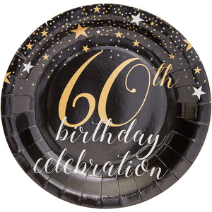 60th Birthday Party Plates (9 In, 80 Pack)