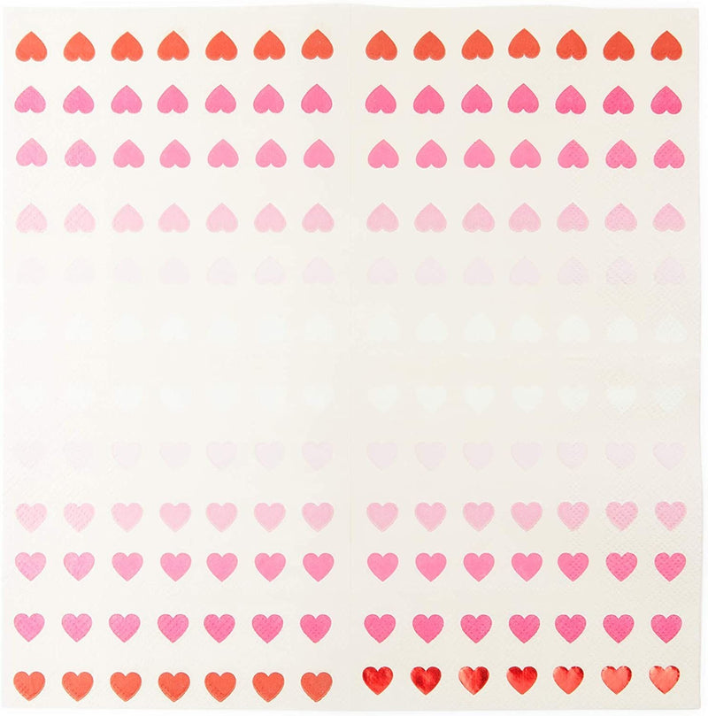 100 Pack Pink and Heart Themed Paper Napkins for Valentine Party Supplies (5x5 In)