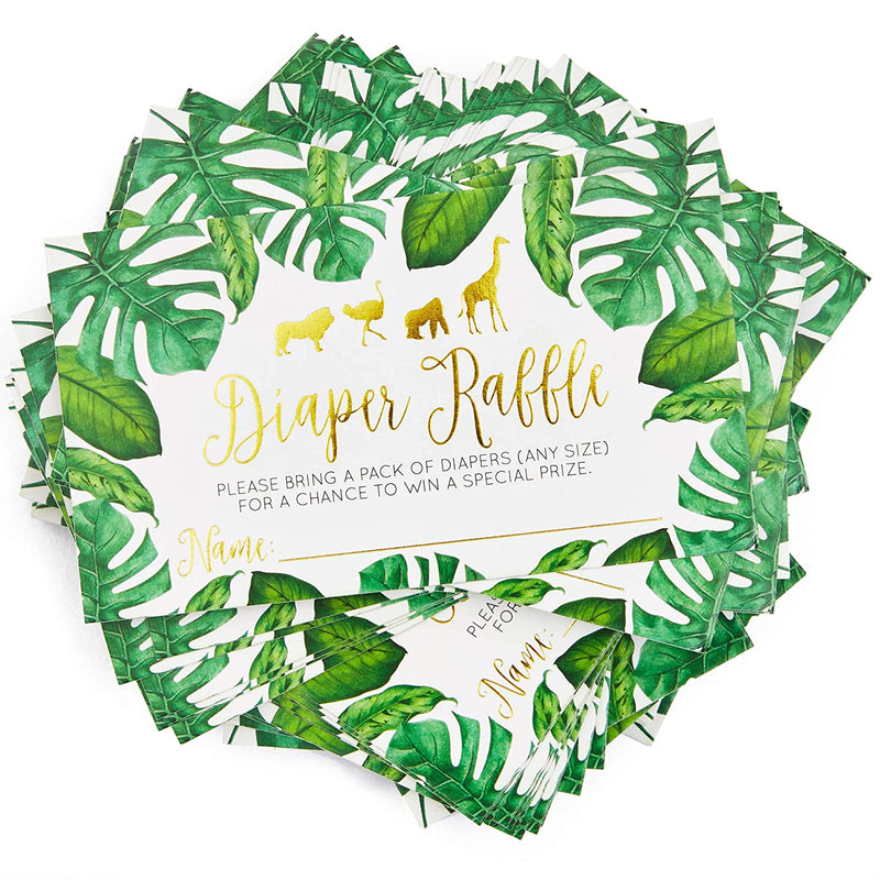 Sparkle and Bash Diaper Raffle Tickets for Baby Shower (60 Count) Jungle Safari