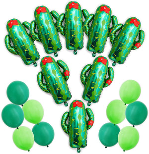Cactus Party Balloons for Fiesta (Green, 18 Pack)