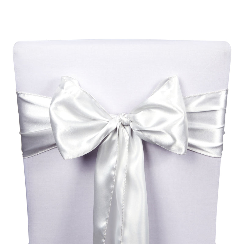 12 Pack Silver Chair Sashes for Wedding Reception, Baby Shower, Birthday Party (7 x 108 In)