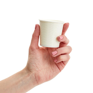 100 Pack Mini Disposable Paper Cups with Geometric Design for Espresso, Mouthwash, Tea, Coffee (4oz, White)