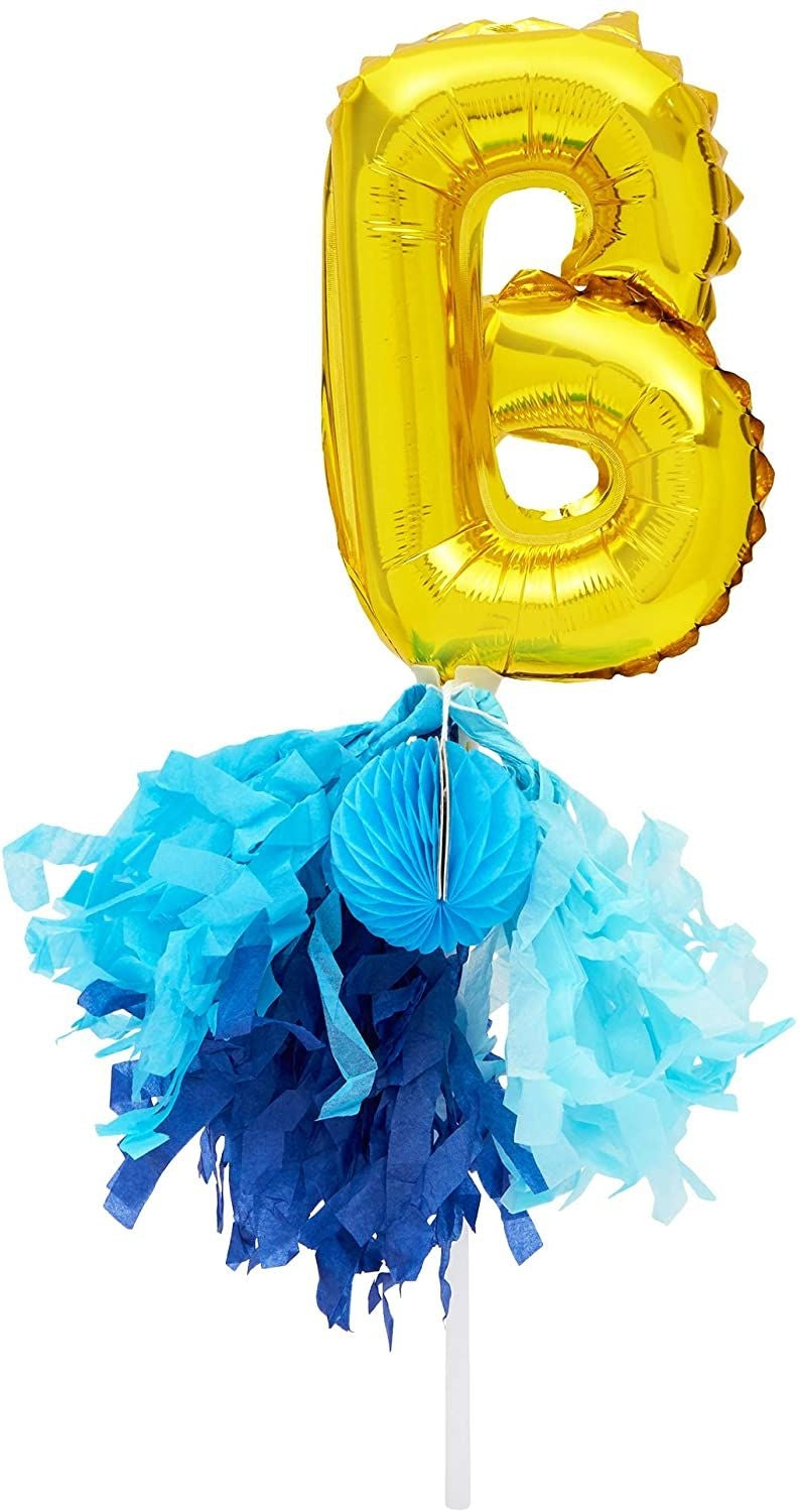 Gold Balloon Cake Topper Letters, Baby Foil Letter Balloons for Boy (7.5 In, 4 Pieces)