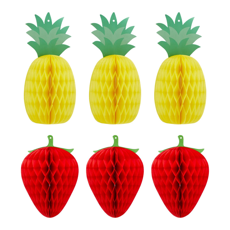 Honeycomb Fruit Party Decorations for Twotti Fruity 2nd Birthday, Tropical Summer Luau (12 Pieces)