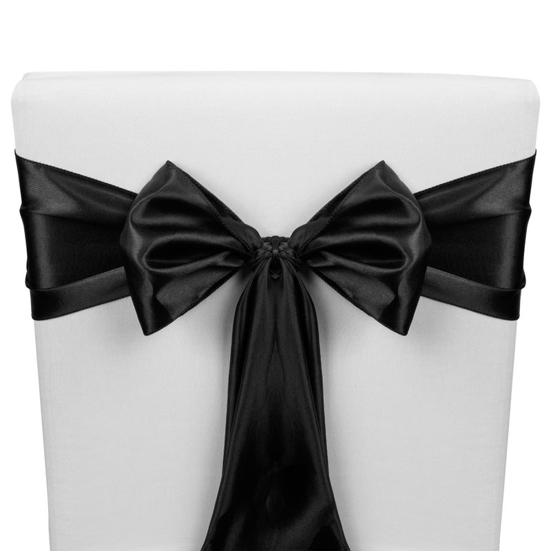 12 Pack Black Chair Sashes for Wedding Reception, Baby Shower, Birthday Party (7 x 108 In)