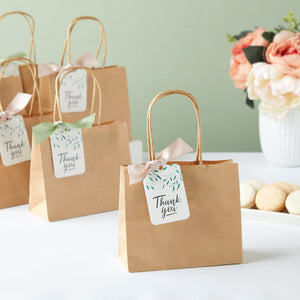 50 Pack Small Kraft Paper Gift Bags with Handles, Brown Shopping Bag Bulk for Birthday & Wedding Party Favor, 6 x 5 x 2.5 in