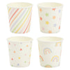 100 Pack Disposable Mini Paper Cups for Espresso, Mouthwash, Coffee (4oz, 4 Colorful Designs)