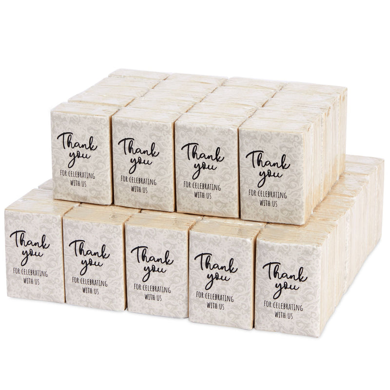 60-Pack Bulk Individual Pocket Size Facial Travel Tissues, Wedding Gifts For Guests, Welcome Bags, Party Favors, Graduation, Anniversary Items, Thank You For Celebrating With Us (3-Ply Bamboo, 3x2 In)