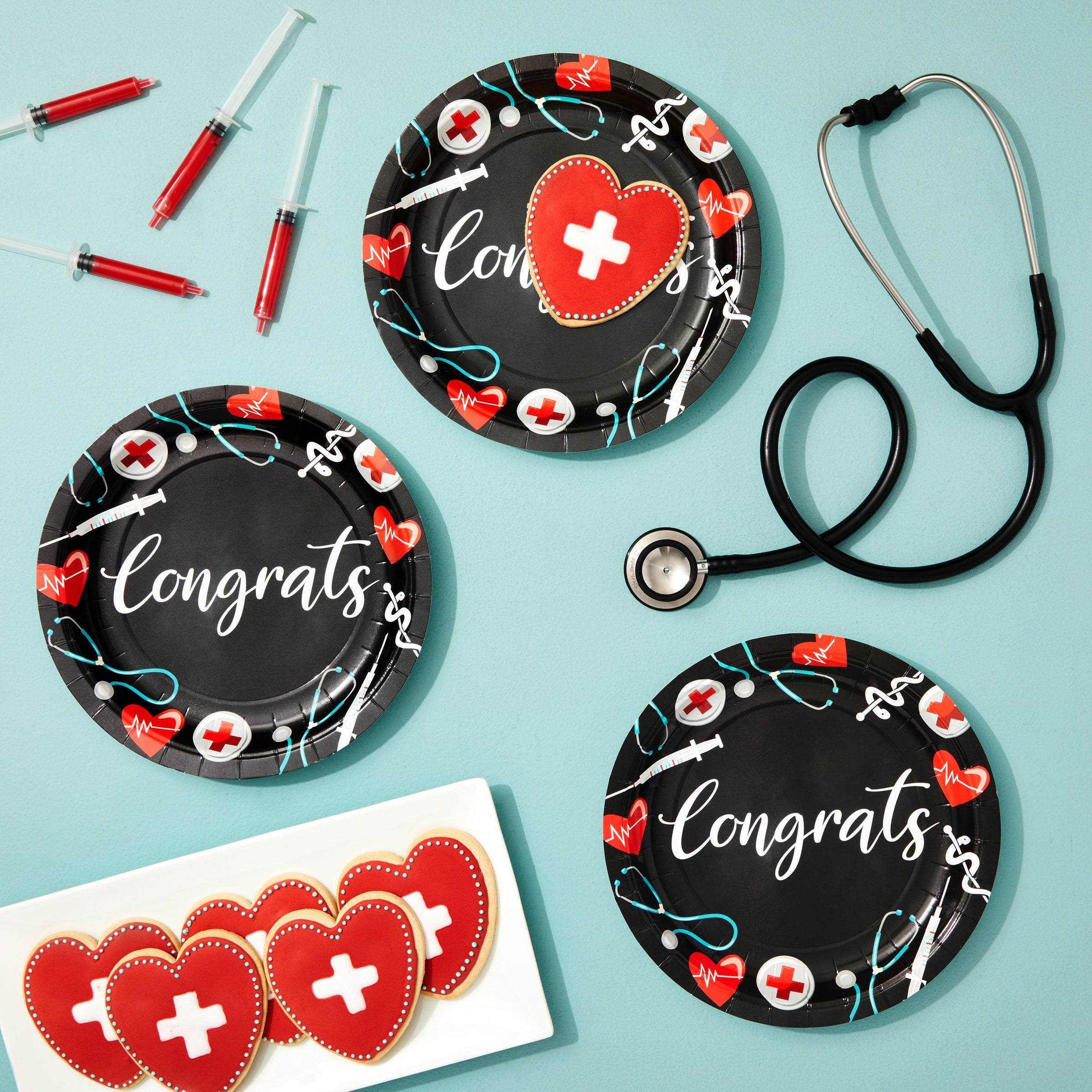 80 Pack Nurse Paper Plates for Nursing Graduation Party Supplies, Cong ...