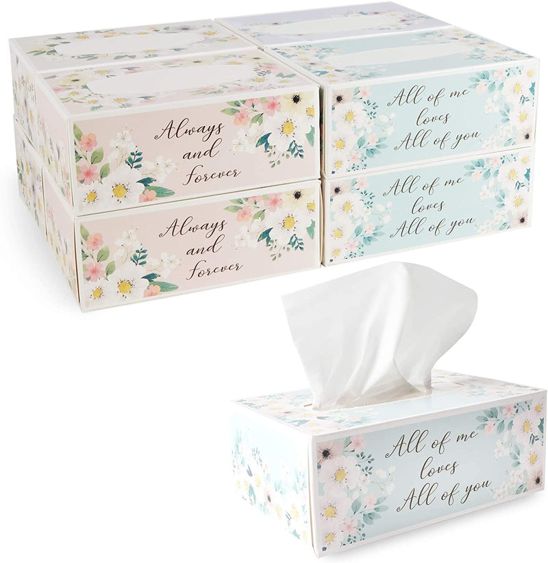 8 Pack Wedding Facial Tissue Box Set, 3-Ply, 100 Sheets/Box, 800 Sheets Total