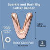 Rose Gold Foil Letter V Party Balloons (40 in, 2 Pack)