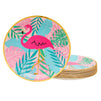 48 Pack Tropical Plates with Gold Foil for Hawaiian Luau, Pink Flamingo Birthday Party Supplies (9 in)