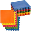 150 Pack Rainbow Colored Scalloped Napkins for Fall, Fiesta, Birthday Parties (6.5 x 6.5 In, 5 Colors)