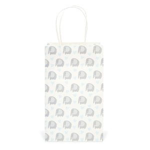 Blue Elephant Party Favor Gift Bags with Handles for Boy Baby Shower (24 Pack)