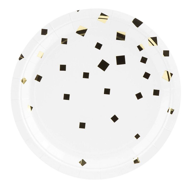 Gold Foil and White Party Pack (24 Guests) Plates, Napkins, Cups, Forks, Spoons, Knives