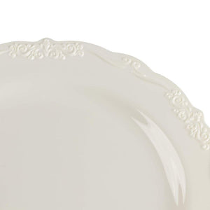Cream Plastic Plates for Party, Elegant Vintage-Theme (2 Sizes, 30 Pieces)
