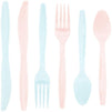 Sparkle and Bash Plastic Party Cutlery for Gender Reveal (96 Count), Light Pink and Blue