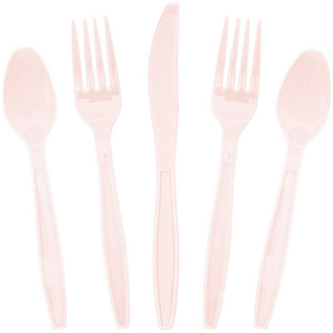 Sparkle and Bash Plastic Party Cutlery for Gender Reveal (96 Count), Light Pink and Blue