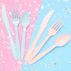 Sparkle and Bash Plastic Party Cutlery for Gender Reveal (96 Count), Light Pink and Blue