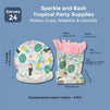 Sparkle and Bash Tropical Party Supplies (Serves 24) Plates, Cups, Napkins, Utensils
